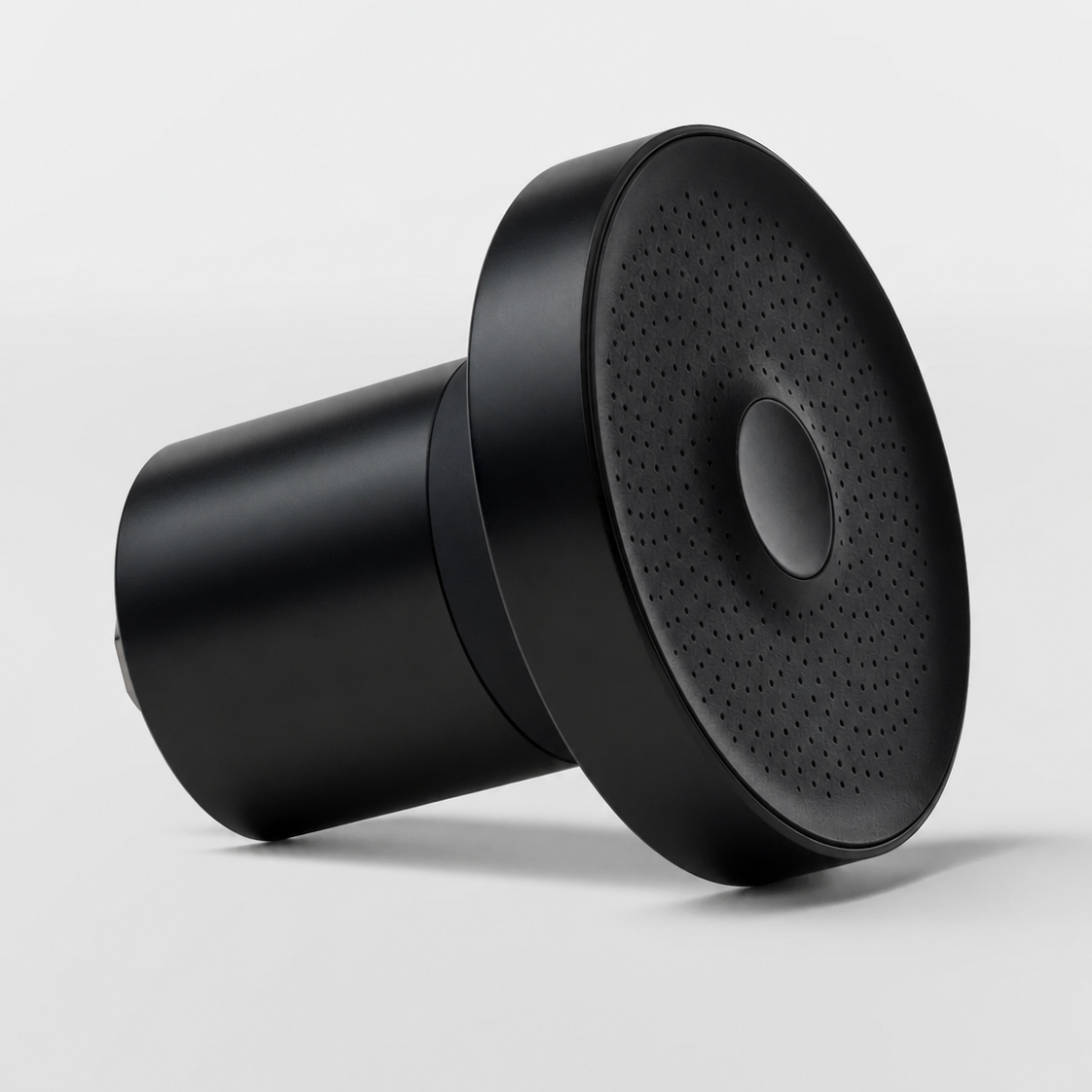 PorePlus filtered showerhead in Black, three-quarter view on white