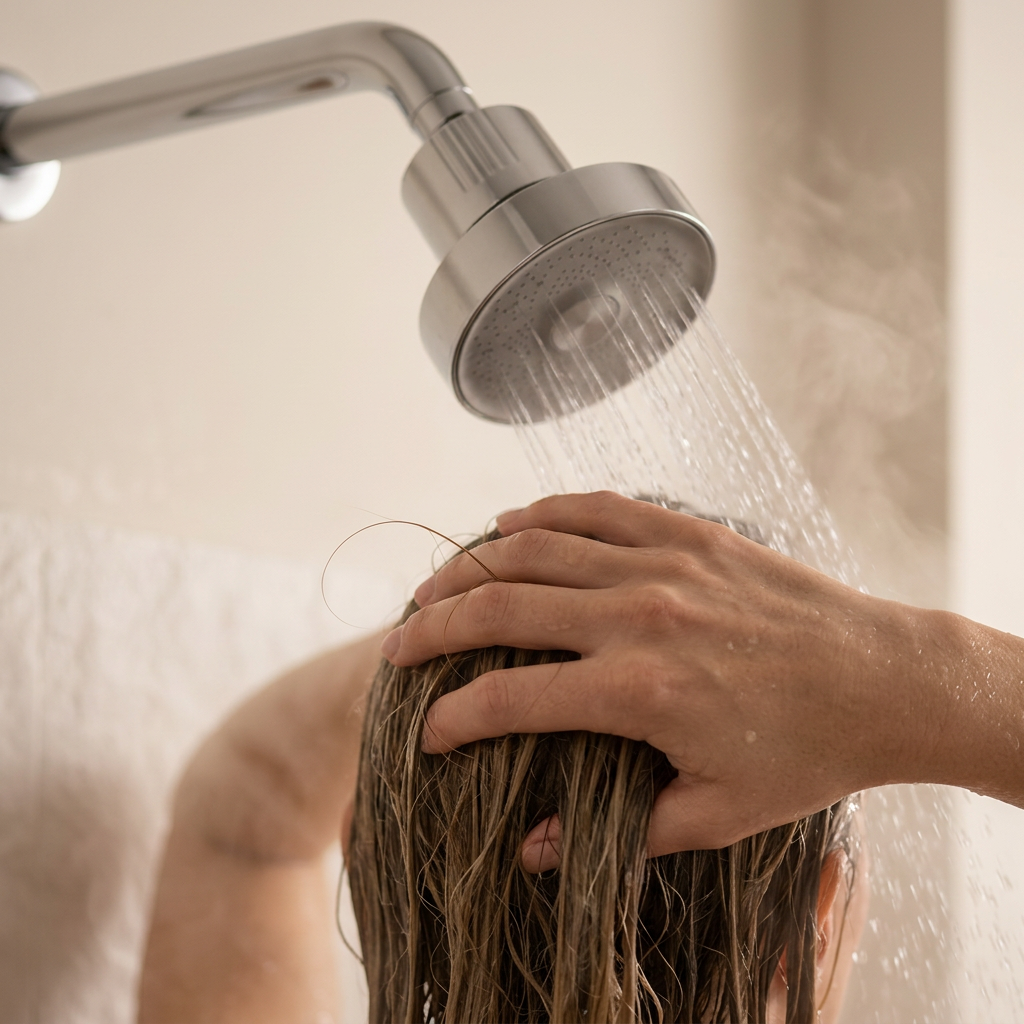 Hand testing shower water clarity